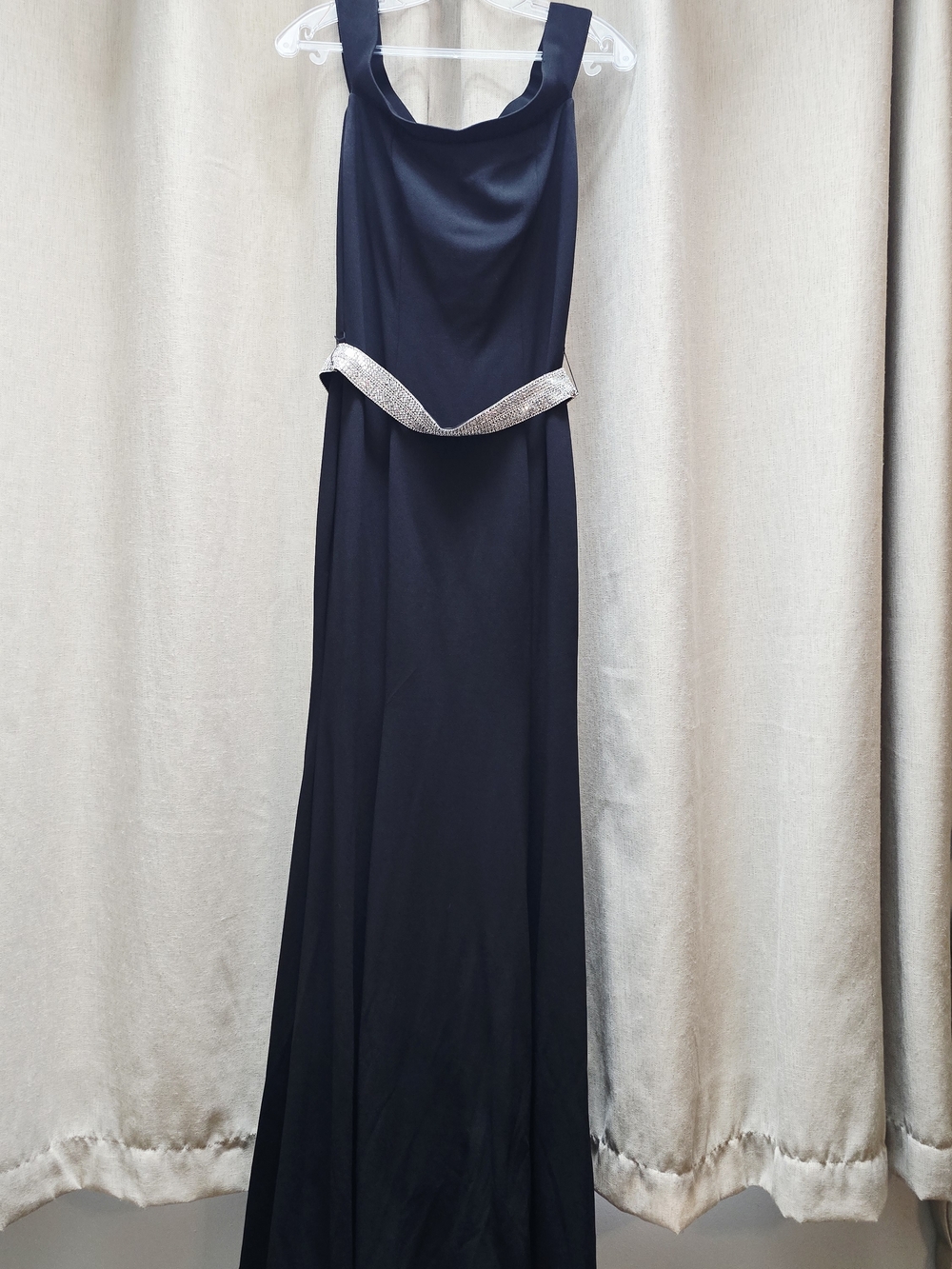 Black Evening Gown with Silver Beaded Waist